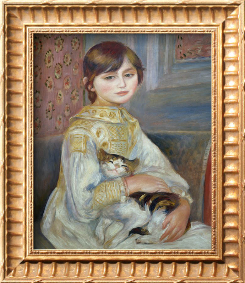 Portrait of Julie Manet or Little Girl with Cat - Pierre Auguste Renoir Painting